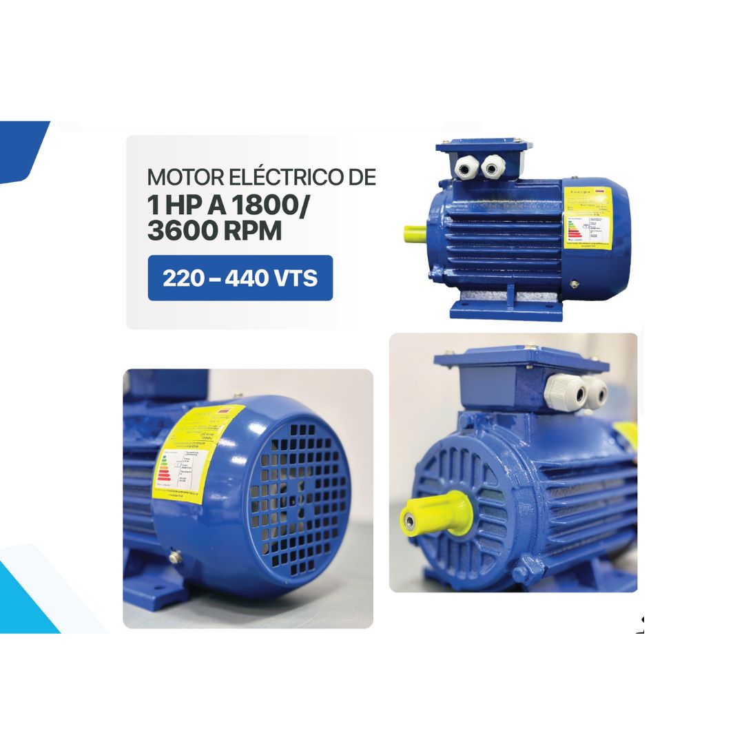 MOTOR ELECTRICO DE 1 HP A 1800/3600 RPM / 220 – 440 VTS