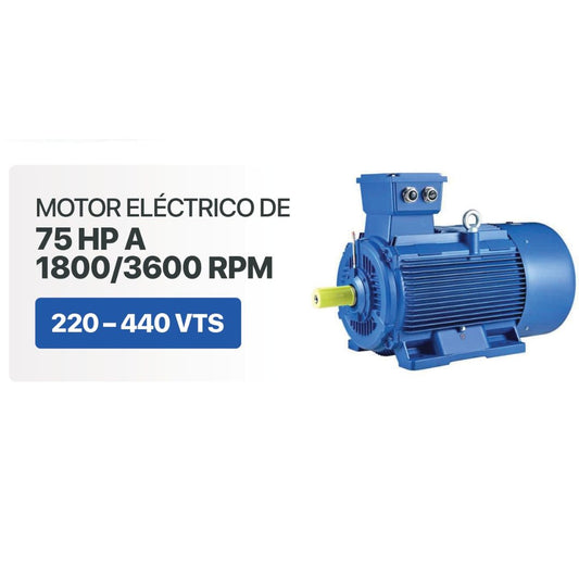 MOTOR ELECTRICO  DE 75 HP A 1800/3600 RPM / 220 – 440 VTS